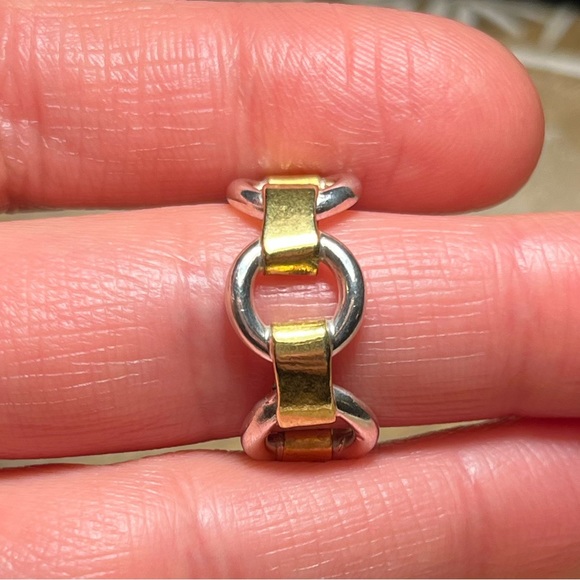 Chain Link 925 Sterling Silver & Gold Vermeil Ring - Picture 10 of 11